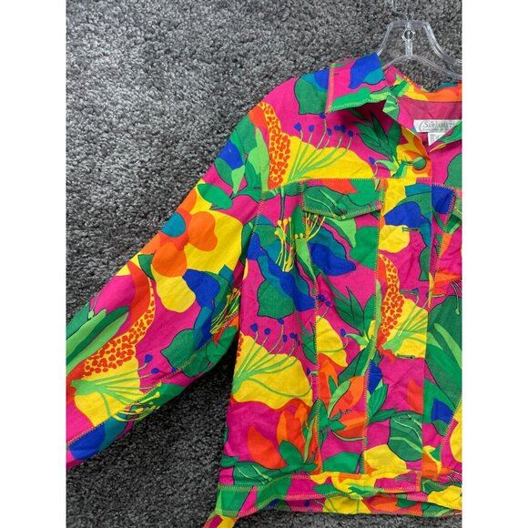 Diane Von Furstenberg Jacket Womens Plus 1X Multi Floral Lined Tropical Colorful - Picture 5 of 15